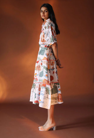 Pozruh-Crescent White Skirt-INDIASPOPUP.COM