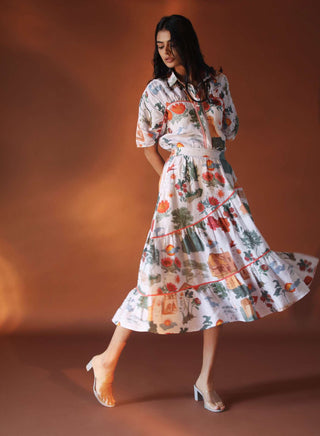 Pozruh-Crescent White Skirt-INDIASPOPUP.COM