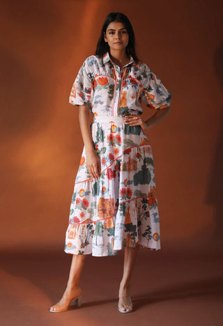 Pozruh-Crescent White Skirt-INDIASPOPUP.COM