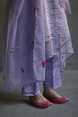 Begum Pret-Lilac A-Line Asymmetrical Kurta Set-INDIASPOPUP.COM