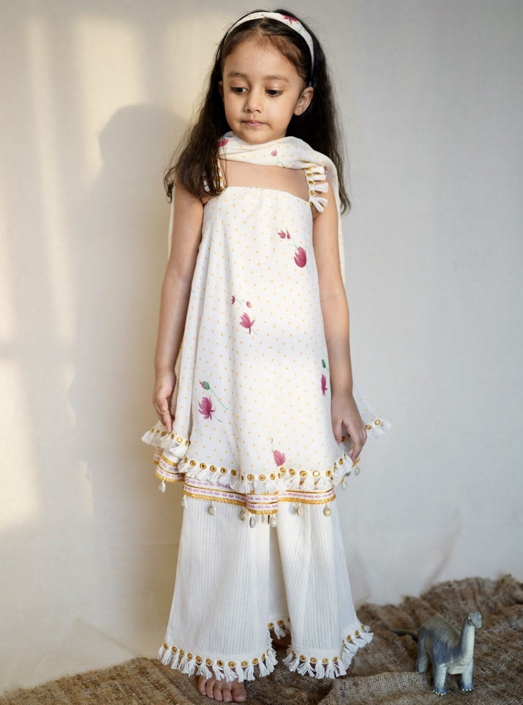 The Right Cut White Lotus Umbrella Kurta Set