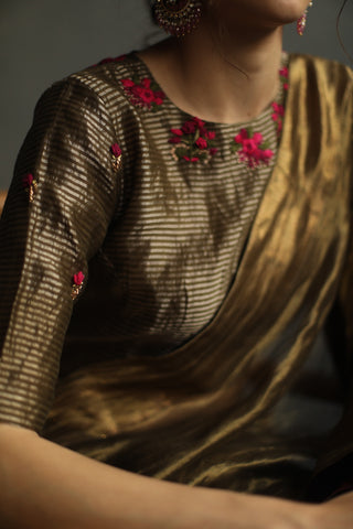 Begum Pret-Charcoal Grey Selina Saree With Blouse-INDIASPOPUP.COM