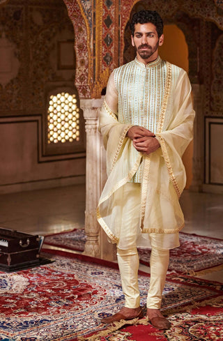 Itrh-Sea Green Organza Bundi Kurta Set-INDIASPOPUP.COM