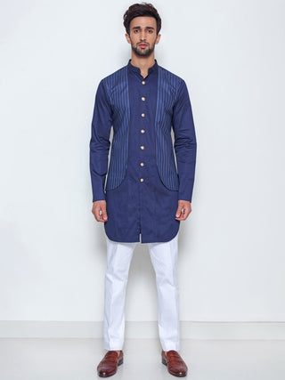 Arjun Kilachand-Indigo Short Layered Kurta-INDIASPOPUP.COM