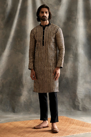 Black Linen Kurta With Pants