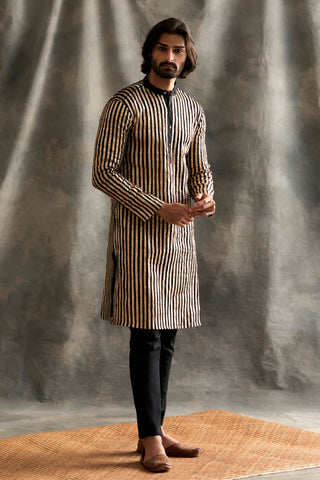 Black Linen Kurta With Pants