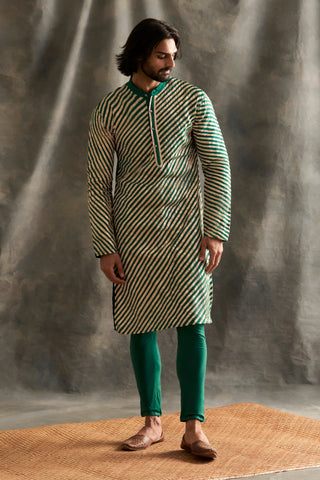 Teal Linen Kurta Set