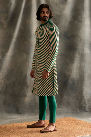 Teal Linen Kurta Set