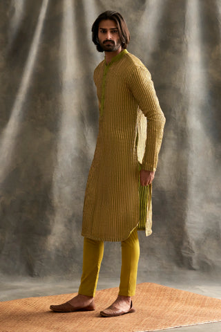Light Green Linen Kurta Set