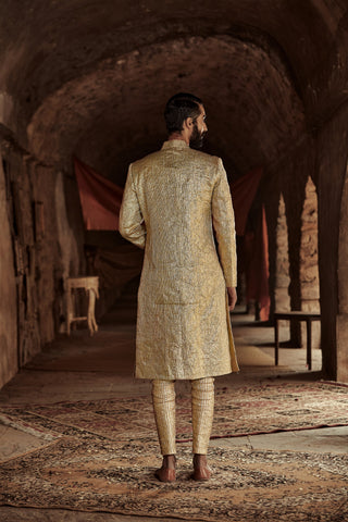 Itrh-Gold Akbar Sherwani Set-INDIASPOPUP.COM
