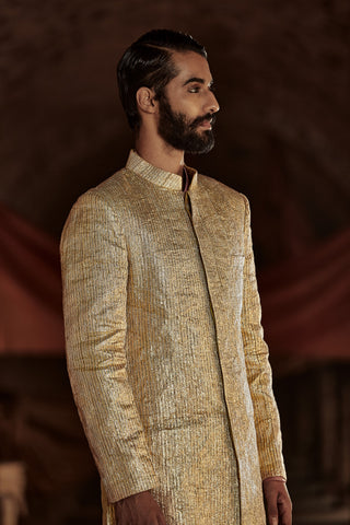 Itrh-Gold Akbar Sherwani Set-INDIASPOPUP.COM