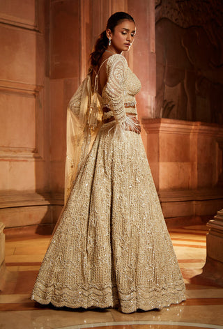 Nitika Gujral-Ivory Tulle Lehenga Choli Set-INDIASPOPUP.COM