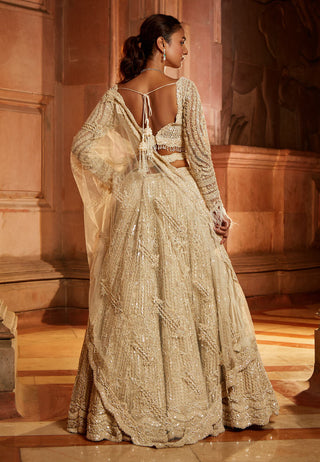 Nitika Gujral-Ivory Tulle Lehenga Choli Set-INDIASPOPUP.COM