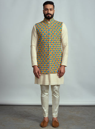 Arjun Kilachand-Ivory French Knot Bundi Set-INDIASPOPUP.COM