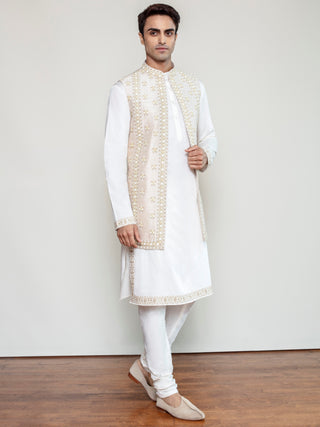 Arjun Kilachand-Ivory Long Bundi Set-INDIASPOPUP.COM