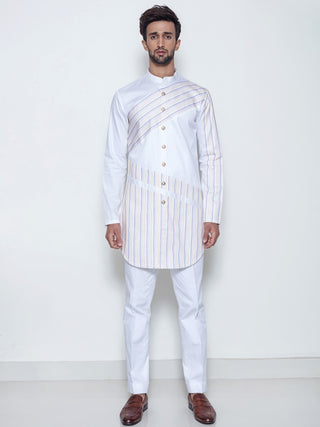 Arjun Kilachand-Ivory Neon Thread Kurta-INDIASPOPUP.COM