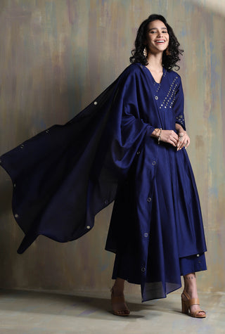 Charkhee-Sapphire Blue Mirror Kurta Set-INDIASPOPUP.COM