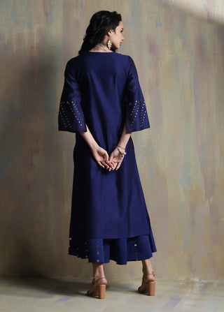Charkhee-Sapphire Blue Mirror Kurta Set-INDIASPOPUP.COM