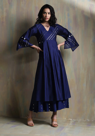Charkhee-Sapphire Blue Mirror Kurta Set-INDIASPOPUP.COM