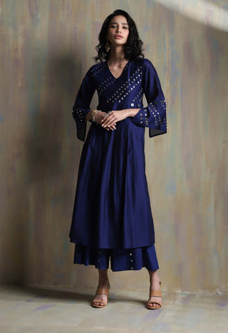 Charkhee-Sapphire Blue Mirror Kurta Set-INDIASPOPUP.COM