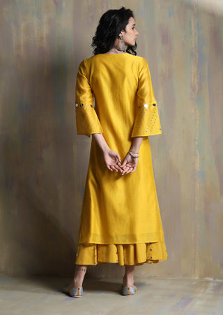 Charkhee-Sunflower Yellow Kurta Set-INDIASPOPUP.COM