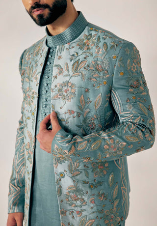 Jatin Malik-Chateau Grey Short Jacket Set-INDIASPOPUP.COM