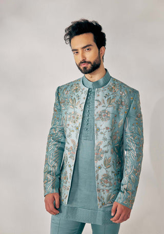 Jatin Malik-Chateau Grey Short Jacket Set-INDIASPOPUP.COM