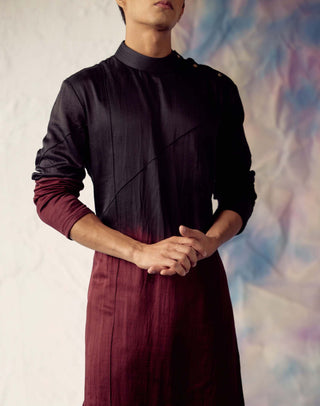 Jatin Malik-Black Shrug Kurta Set-INDIASPOPUP.COM