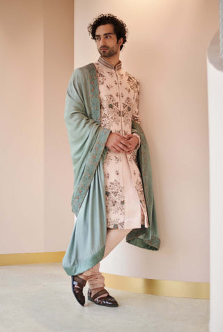 Jatin Malik-Baby Pink Embroidered Sherwani Set-INDIASPOPUP.COM