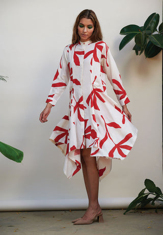 Kanelle-Ivory Multi Panel Printed Shirt Dress-INDIASPOPUP.COM