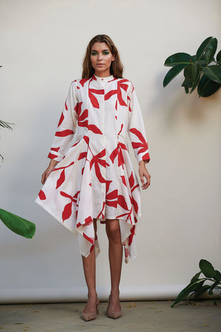 Kanelle-Ivory Multi Panel Printed Shirt Dress-INDIASPOPUP.COM