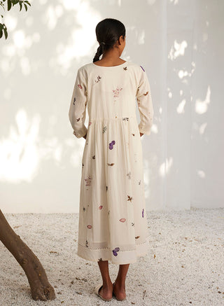 Kharakapas-Botanical Off-White Dress-INDIASPOPUP.COM