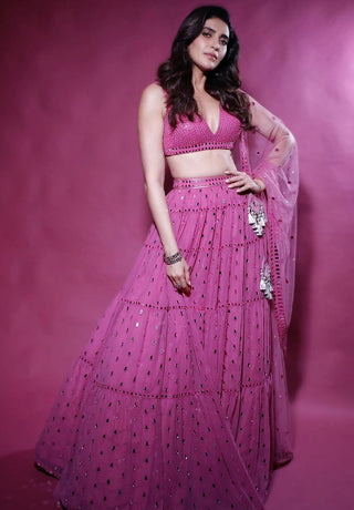 Dark Blush Tier Lehenga Set