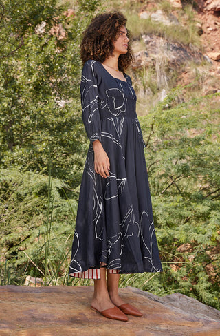 Kharakapas-Black Midi Dress-INDIASPOPUP.COM