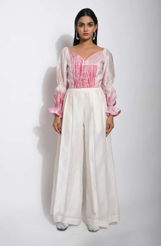 The Loom Art-White Pleated Pants-INDIASPOPUP.COM