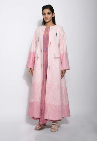 The Loom Art-Powder Pink Overcoat Jacket-INDIASPOPUP.COM