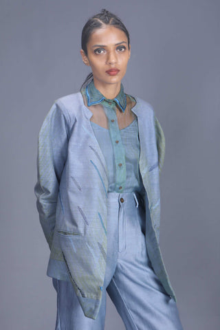 The Loom Art-Blue Flora Fauna Jacket-INDIASPOPUP.COM