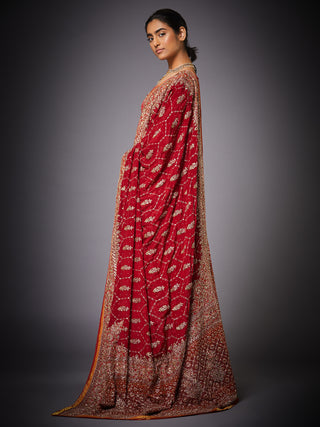 Ri.Ritu Kumar-Red Saffron Lehenga Set-INDIASPOPUP.COM