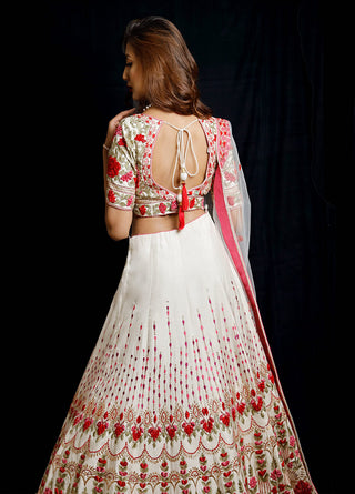 Archana Kochhar-Ivory Floral Embroidery Lehenga Set-INDIASPOPUP.COM