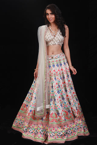 Archana Kochhar-Ivory Floral Printed Lehenga Set-INDIASPOPUP.COM