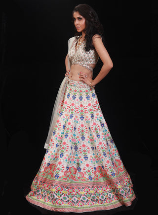 Archana Kochhar-Ivory Floral Printed Lehenga Set-INDIASPOPUP.COM