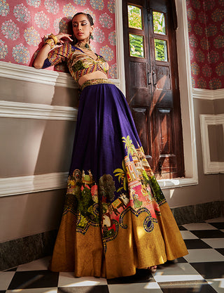 Kalista-Aria Midnight Blue Embroidered Lehenga Set-INDIASPOPUP.COM
