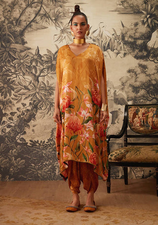 Kalista-Mustard Kaftan And Dhoti Pants-INDIASPOPUP.COM