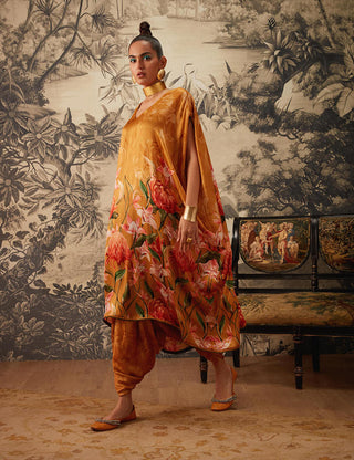Kalista-Mustard Kaftan And Dhoti Pants-INDIASPOPUP.COM