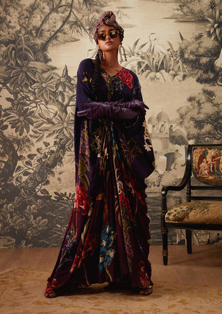 Kalista-Midnight Blue Printed Kaftan-INDIASPOPUP.COM