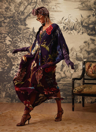Kalista-Midnight Blue Printed Kaftan-INDIASPOPUP.COM