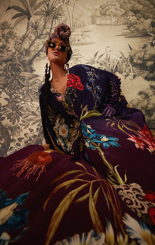 Kalista-Midnight Blue Printed Kaftan-INDIASPOPUP.COM