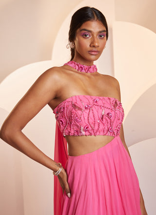 Shloka Khialani-Selena Hot Pink Tube Kurta With Pant And Dupatta-INDIASPOPUP.COM