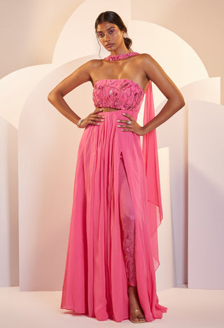 Shloka Khialani-Selena Hot Pink Tube Kurta With Pant And Dupatta-INDIASPOPUP.COM