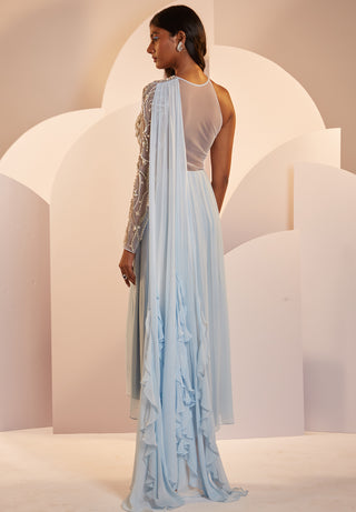 Shloka Khialani-Sophia Powder Blue Kurta With Pant-INDIASPOPUP.COM